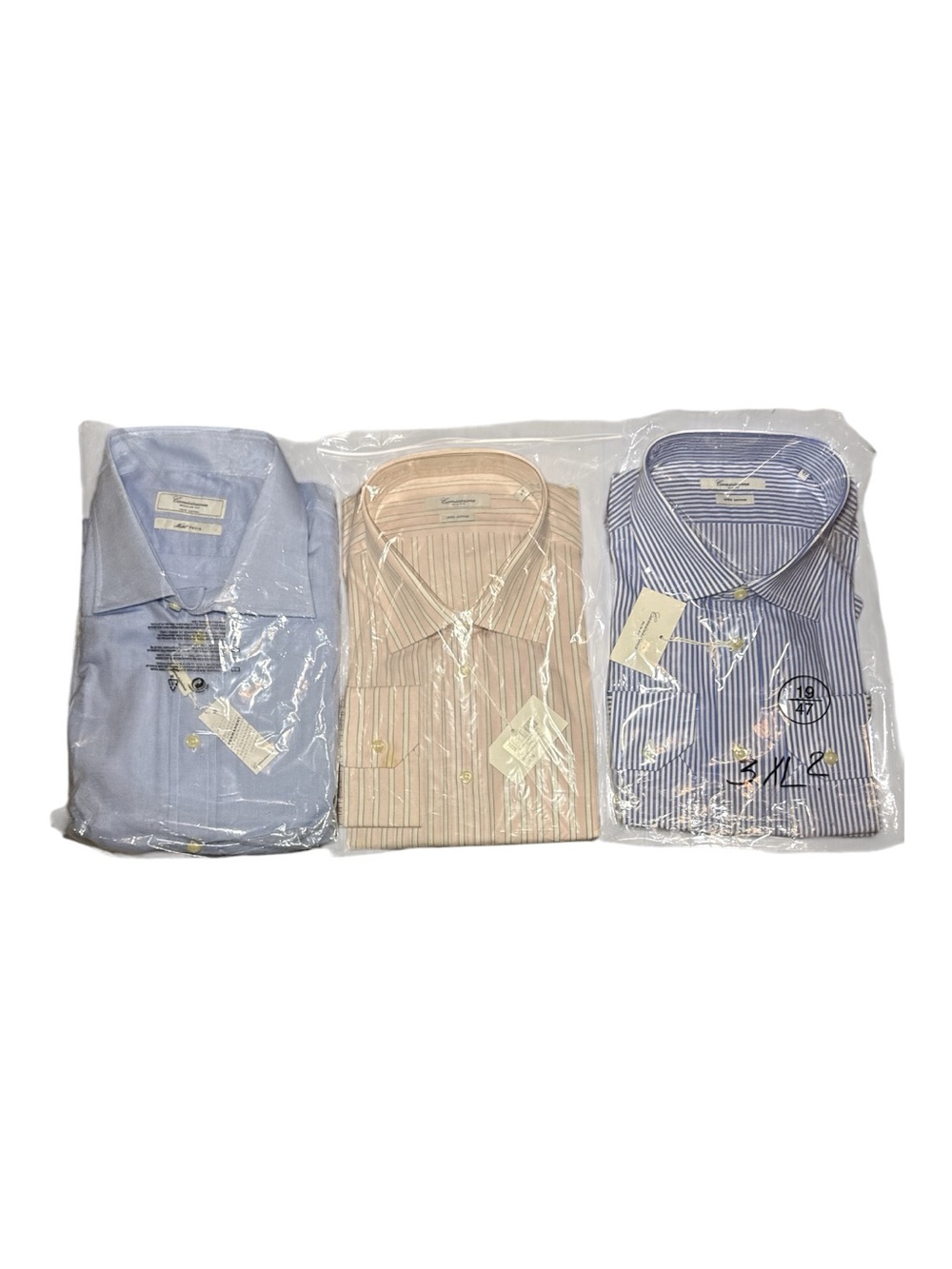 NEW! LOT OF 3 Camicissima Long Sleeve Dress Shirts Size 19 Slim & Regular Fit